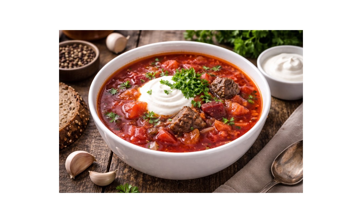Borsch con la carne 